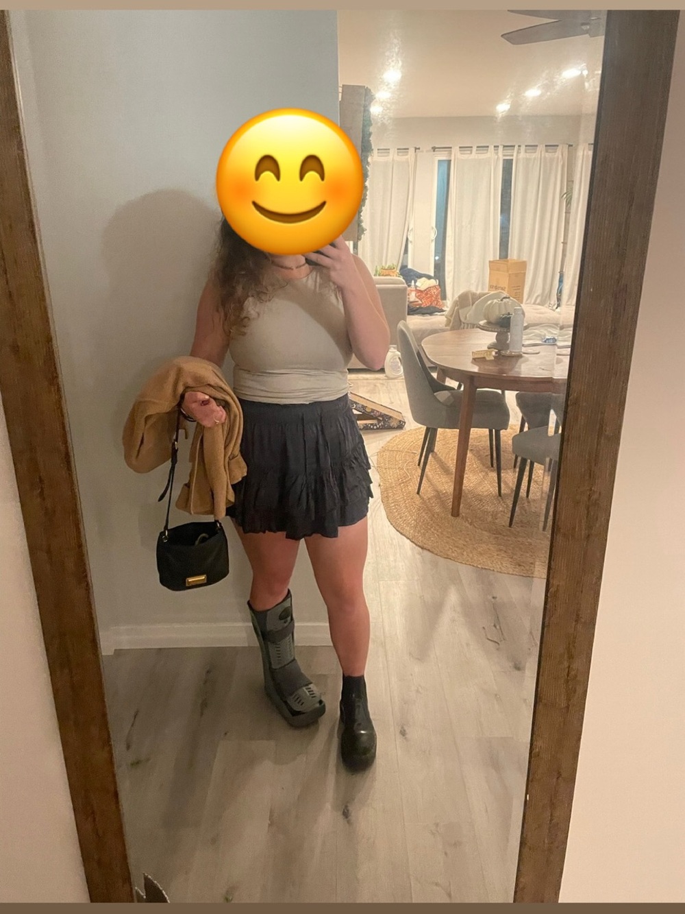 aerie Black Mini Skirt with Layered Ruffles